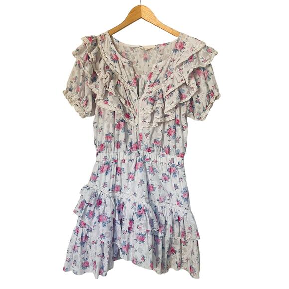 Fanco Multicolored Floral Ruffle Dress Size L Large - Picture 2 of 7